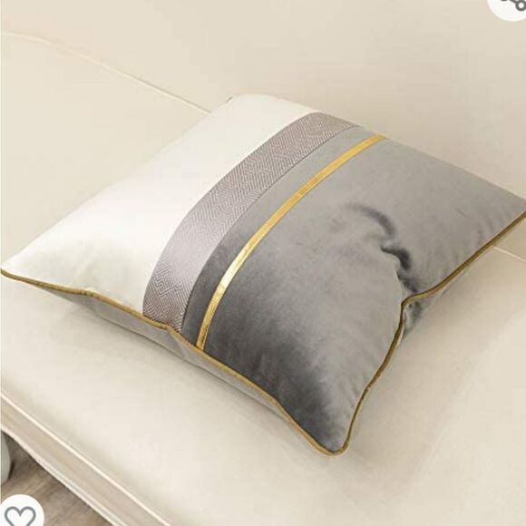Set of 2 Velvet and Satin with Gold Stripe Pillow Covers (one large- one small) - Picture 3 of 11